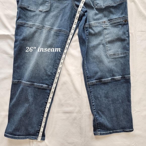 Upwest Womens L High Waisted All Day Utility Jeans Pants Med Wash - Picture 8 of 14